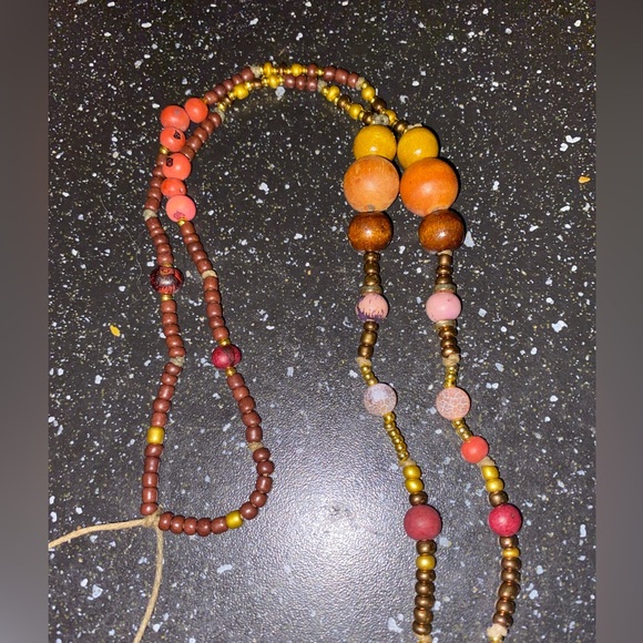 Handmade Boho Hemp Necklace with New & Upcycled Beads Unique Vintage Centrepiece - Picture 3 of 6